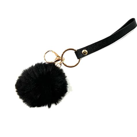 Pom Pom Black Keychain with Strap | Shop Today. Get it Tomorrow ...