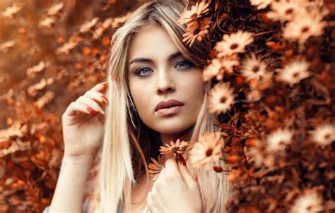 Wallpaper Girl Flowers Face Makeup Blonde Alessandro Di Cicco For