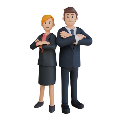 Businessman And Woman Standing In Pairs Character 3d Character