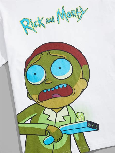 Rick And Morty Romwe Hombres Camiseta Con Letra Con Estampado De