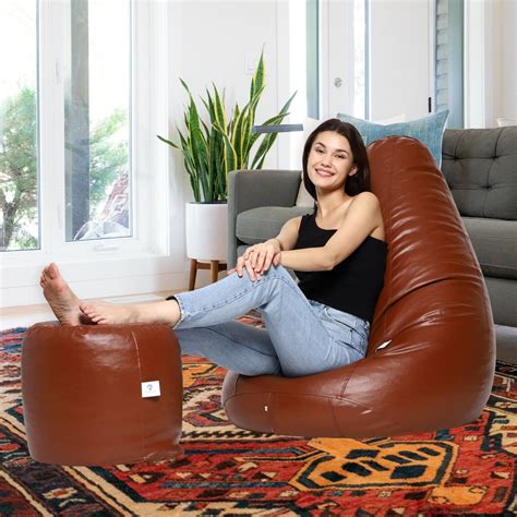 Aarij Mart Luxuriousness Bean Bag With Footstool With Beans Filled