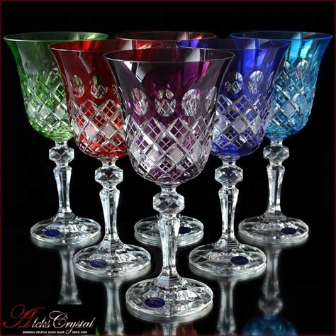 Colored Crystal Wine Glasses 6 Pieces memfis Czech - Etsy