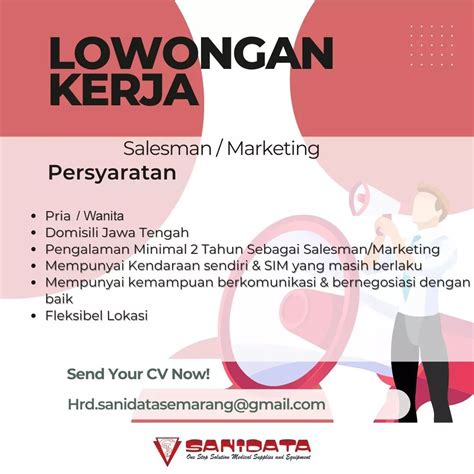 Lowongan Kerja Salesman Marketing Di Sanidata Semarang Lokerjateng