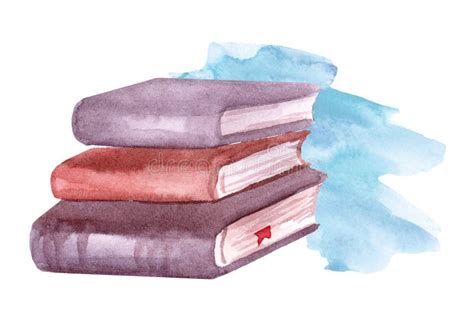 Stack Of Old Books Watercolor Hand Drawn Illustration Isolated On