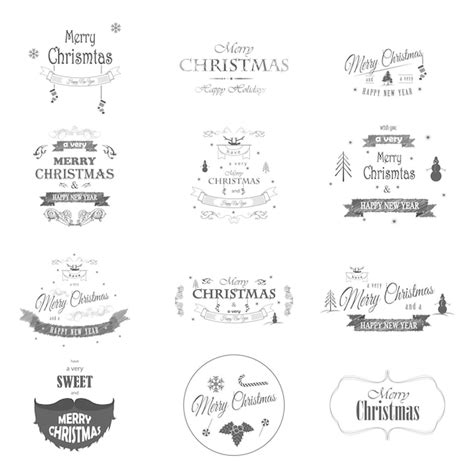 Premium Vector Merry Christmas And Happy New Year Typography Collection