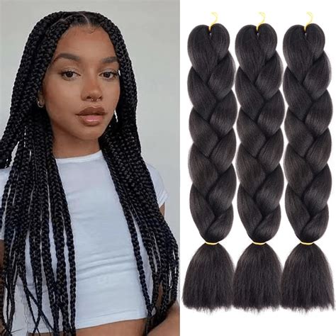 3 paquets de cheveux de tressage synthétique jumbo pour extensions de