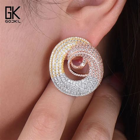 GODKI Luxury Fashion Circles Stud Earrings For Women Wedding Cubic