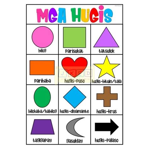 Shapes Mga Hugis Chart Laminated A Size Polygons Quadrilaterals