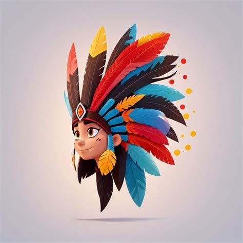 Lindo Personaje De Dibujos Animados De Nativos Americanos Foto Premium