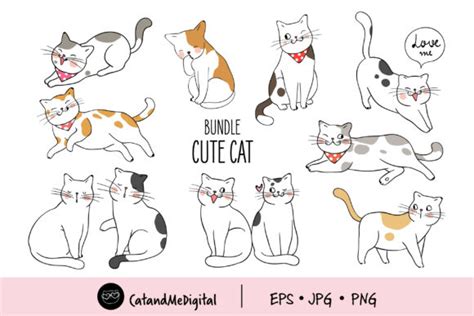 Clip Art Bundle Cute Cat Graphic By Catandme · Creative Fabrica