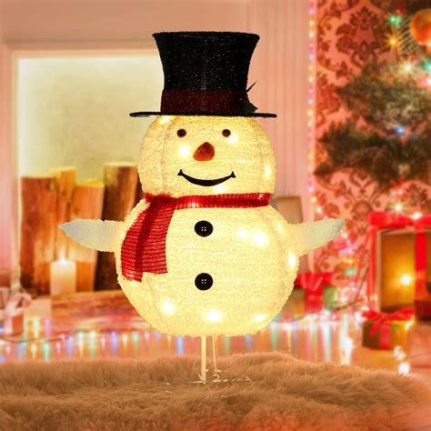 Tacobey Led Snowman 76 Cm Collapsible Snowman Lights Indoor And Outdoor Pre Lit Light Up