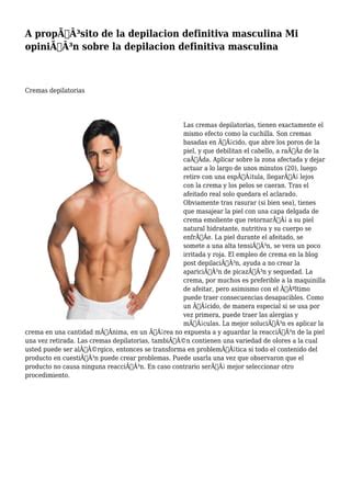 Depilaci N Definitiva Masculina M Todos Pdf