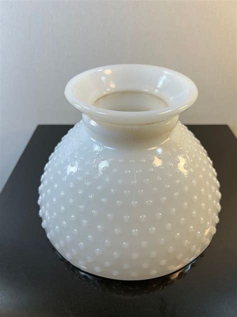 Vintage Milk Glass Hobnail Oil Lamp Shade Etsy