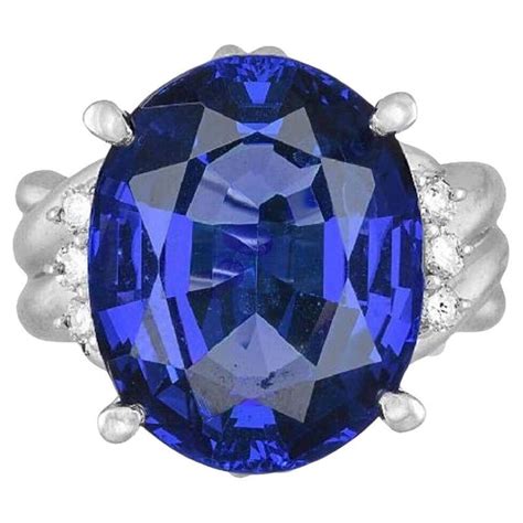 Gia Certified 26 37 Carat Oval Tanzanite Cabochon Diamond Cocktail Ring