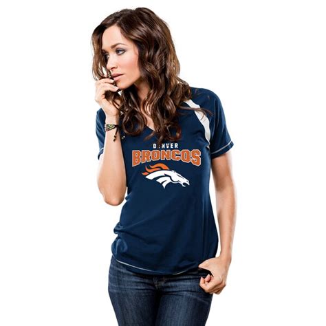 Women's Denver Broncos Majestic Navy Game Day Tradition V-Neck T-Shirt ...