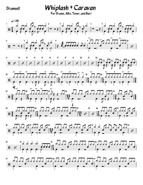 Whiplash Caravan Drumset Sheet Music For Drum Group Solo