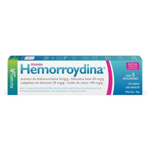 Pomada Hemorroydina Acetato de Hidrocortisona 5mg Lidocaína base 20mg