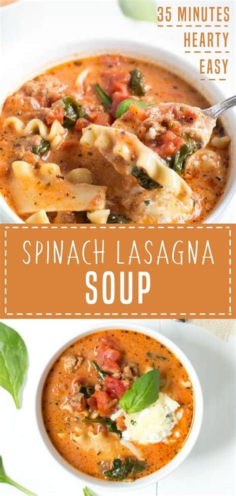 Spinach Lasagna Soup Thanksgiving Recipes Side Dishes Easy Pasta