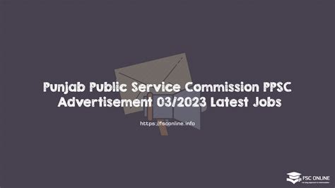 Punjab Public Service Commission PPSC Advertisement 03 2023 Latest Jobs