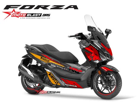 Modifikasi Striping Honda Forza 250 Redbull HRC Black MOTOBLAST