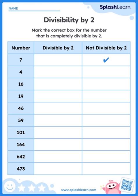 Divisibility Check By 2 Worksheet