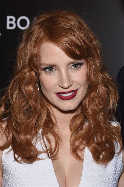 Jessica Chastain Is Resplendent With A Plum Red Lip And Winged Eyeliner