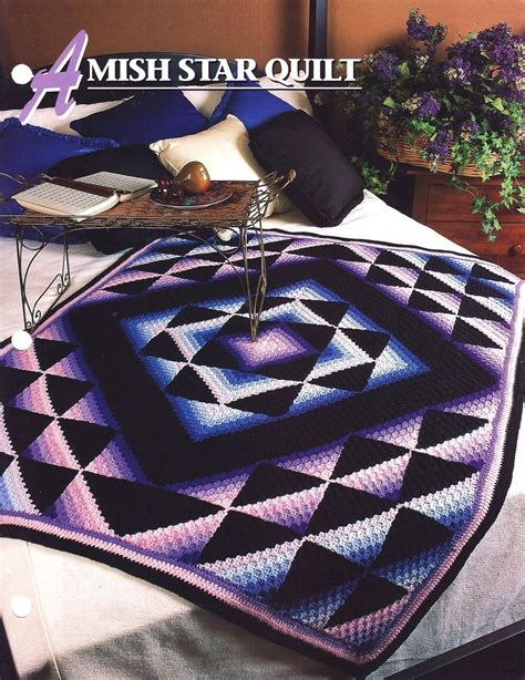 Amish Star Quilt Crochet Pattern Annies Crochet Quilt Afghan Club