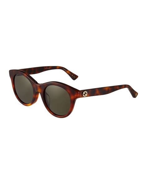 Gucci Round Acetate Tortoiseshell Sunglasses In Gray Modesens