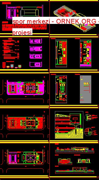 Proje Sitesi Spor Merkezi Autocad Projesi