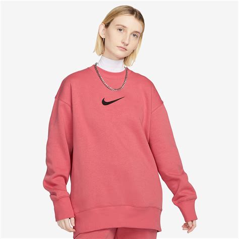 Nike Sportswear Womens Phoenix Fleece Midi Swoosh Crew Adobeblack Tops Womens Clothing