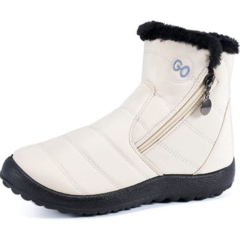 Womens Winter Snow Boots Fur Lined Warm Ankle Boots Zipper Waterproof – Mesh Beach Shoes