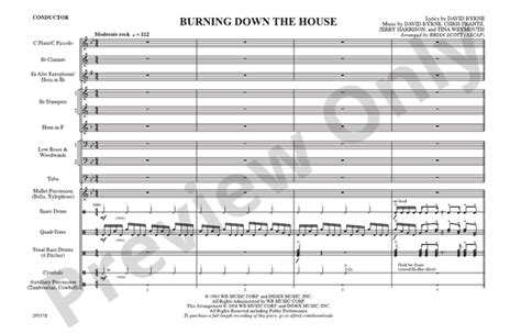 Burning Down the House: Marching Band Conductor Score & Parts - Digital ...