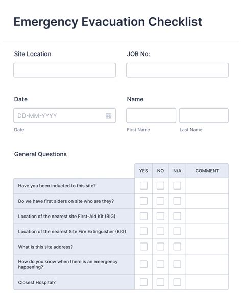 Emergency Evacuation Checklist Form Template Jotform