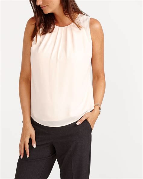 Sleeveless Pleated Neckline Blouse Women Reitmans