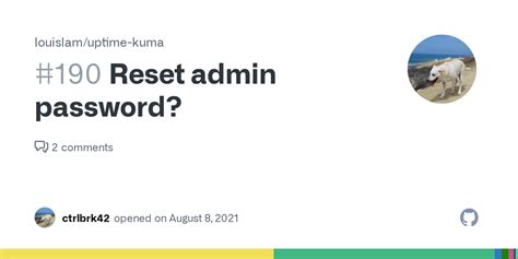 Reset Admin Password Issue 190 Louislam Uptime Kuma GitHub