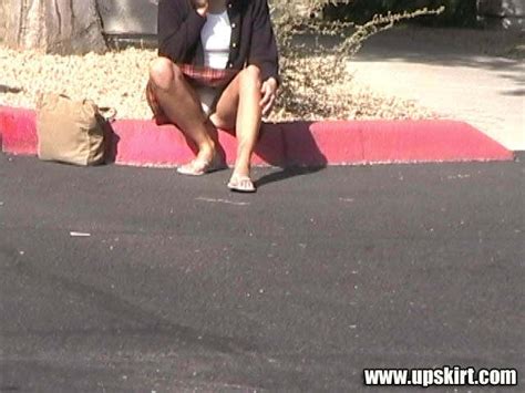 White Cotton Panties Upskirt Shots Caught Curbside Porn Pictures XXX Photos Sex Images