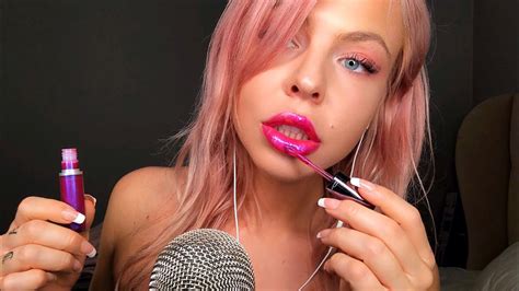 ASMR Lipstick Lipgloss Application Up Close YouTube