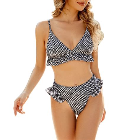 Sngxgn Womens High Waisted Bikini Sets Halter Neck Push Up Two Piece
