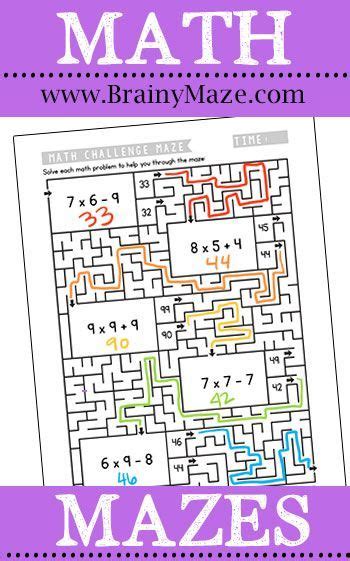 Free Math Mazes To Practice Addition Subtraction Division And