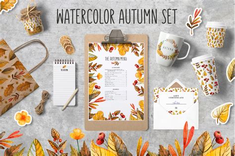 Watercolor Autumn Collection By By Anna Sokol TheHungryJPEG