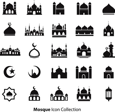 Mosque Icons Set Vector Illustration On White Background Vector