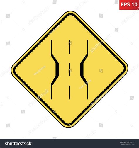 Narrow Bridge Road Sign Vector Illustration Stock Vector (Royalty Free ...