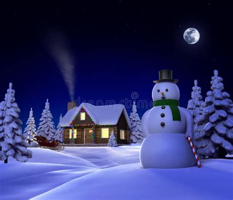 Christmas Snow Cabin stock illustration. Illustration of cane - 9420397