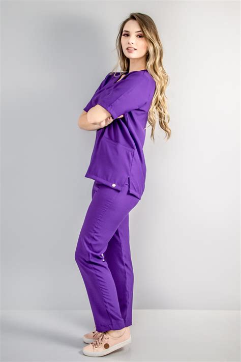 Conjunto Scrub Pijama Cirúrgico Oxfordine Unissex Roxo Ametista