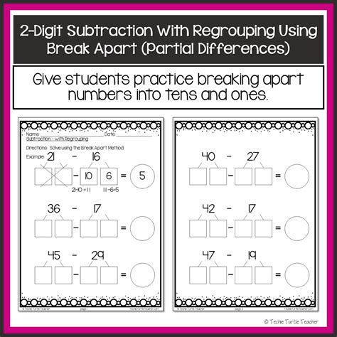 2 Digit Subtraction With Regrouping Bundle Base Ten Break Apart