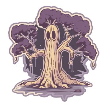 Sticker With A Ghost Inside Of A Ghost Tree Clipart Vector Sticker