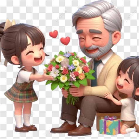 Ni Os Regalando Flores A Su Padre Png Dibujos Ni Os Padre Feliz D A