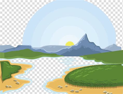 Cartoon Morning Sunrise Transparent Background Png Clipart Hiclipart