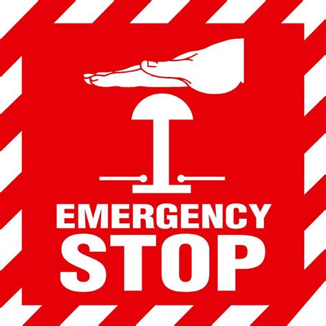 Emergency Stop Push Button Symbol Sign, Warning Symbol, Label ...