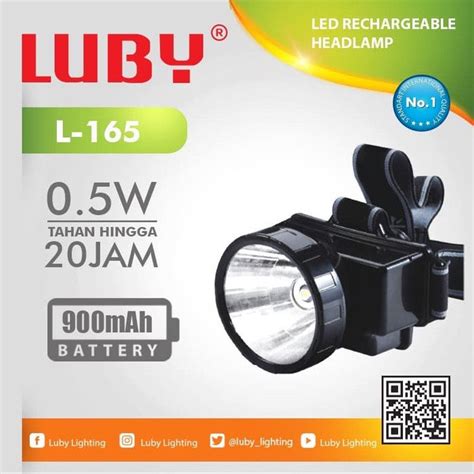 Luby Senter Kepala LED Super Terang 0 5W L 165 Jarak Cahaya 250 Meter